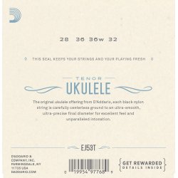 D'Addario EJ53T Ukulele Tenor Hawaiian Black Nylon